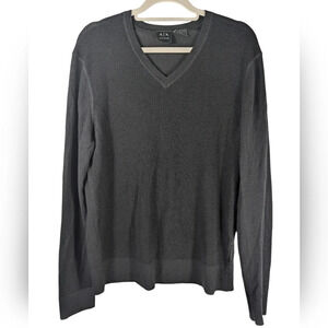 Armani Exchange Men’s Wool V-Neck Oversized Long Sleeve Black Sweater Size M